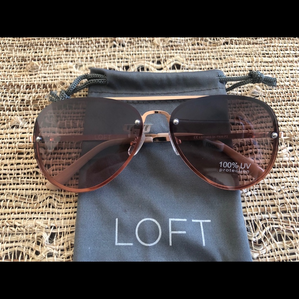 Brand NEW LOFT rose gold aviator sunglasses